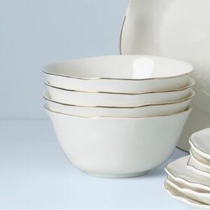 Lenox Blue Bay Elegant White and Gold Rimmed Bowl Set. New and unused.